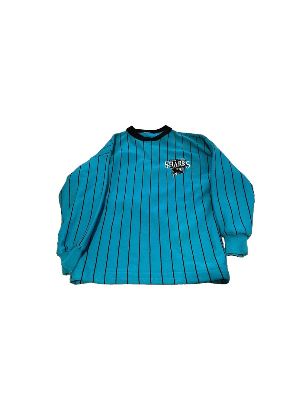 Vintage San Jose Sharks Striped Crewneck Sweatshirt Size Men’s L 90s Hockey Nhl